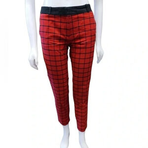 Michael Kors  Red Black Plaid Trousers Pants Size 8